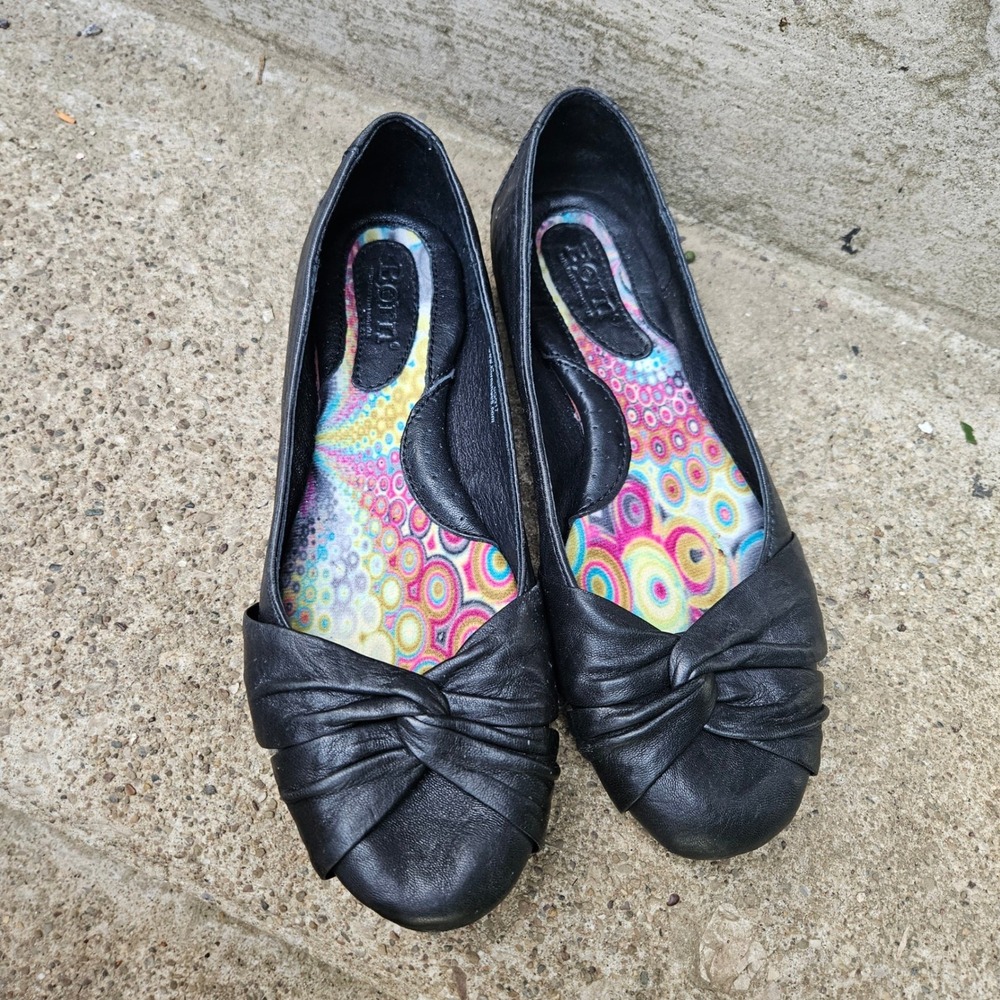 Born Lily Ruched Leather Ballet Flats Slip on Shoes Womens Size 8